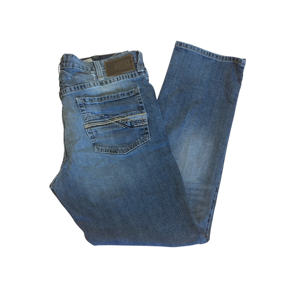 Ariat M4 Relaxed Straight Men's Jeans 38x34 Medium Wash Western Denim FLAW